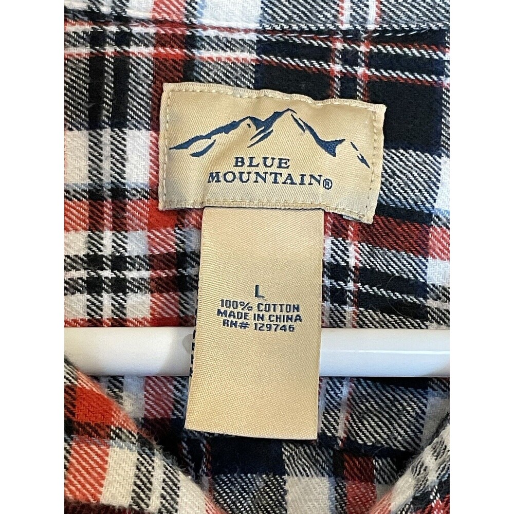 Blue Mountain Men’s Red Black White Plaid Button Down Shirt Size Large - Picture 3 of 5